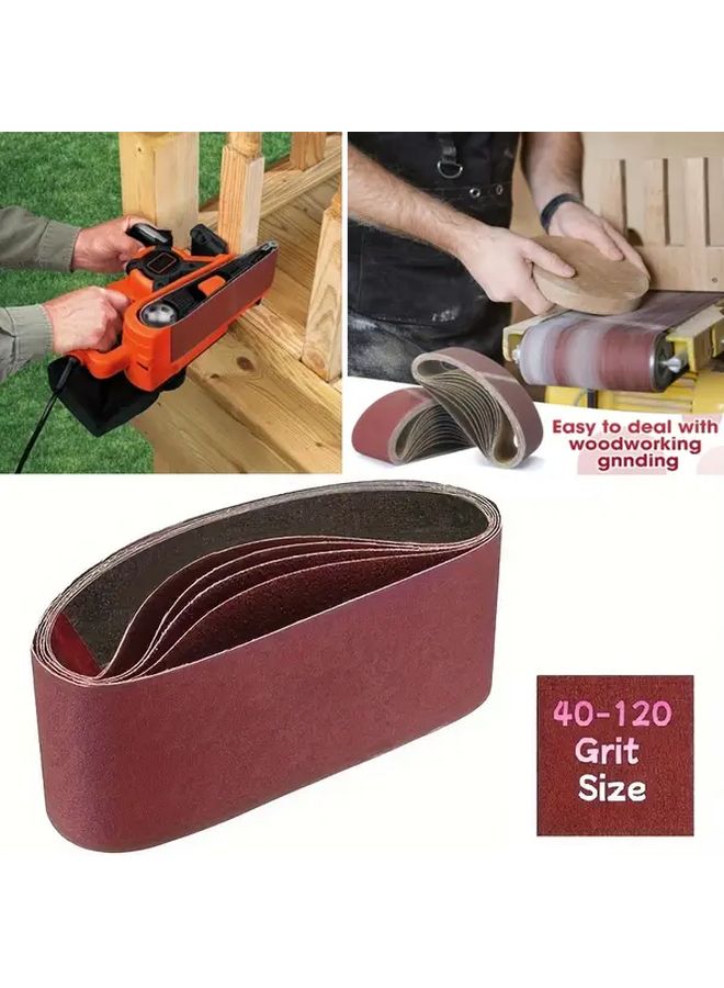 6pcs 120 Grit Aluminum Oxide Sanding Belts 4x24 Inch 100x610mm Heavy Duty Wide Belt Sander Belts Red Backing For Wood Metal Paint Grinding Polishing Surface Preparation Compatible With Belt Sanders - Image 1