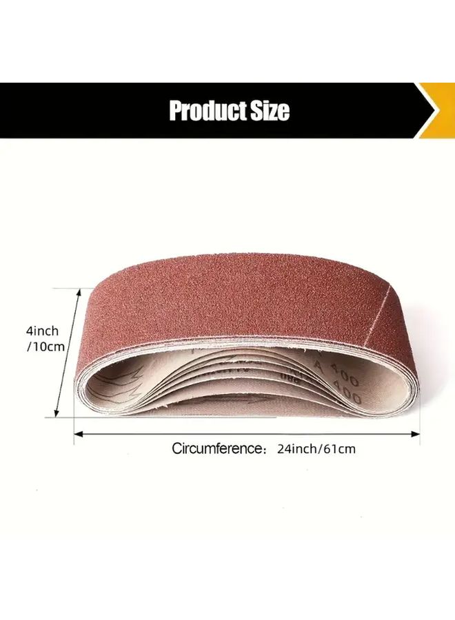 6pcs 120 Grit Aluminum Oxide Sanding Belts 4x24 Inch 100x610mm Heavy Duty Wide Belt Sander Belts Red Backing For Wood Metal Paint Grinding Polishing Surface Preparation Compatible With Belt Sanders - Image 3