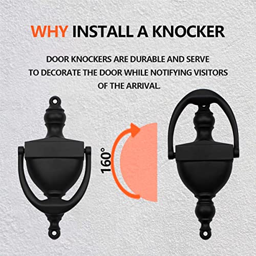 SANATO Black Door Knocker Hardware Door Knockers for Front Door, 6.2 inch Height (6.2" Height, Nickel) - Image 4