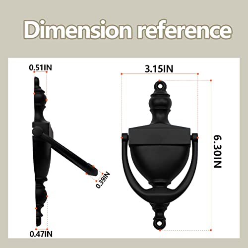 SANATO Black Door Knocker Hardware Door Knockers for Front Door, 6.2 inch Height (6.2" Height, Nickel) - Image 2