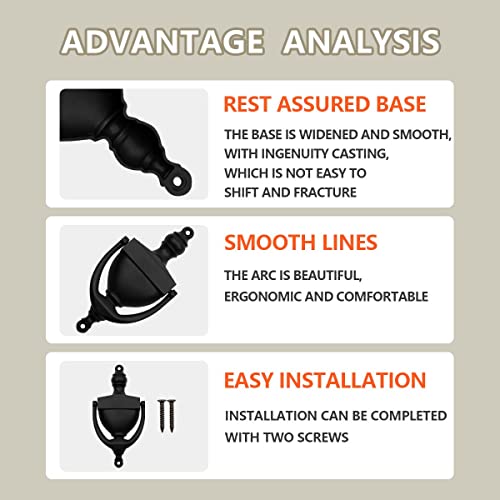 SANATO Black Door Knocker Hardware Door Knockers for Front Door, 6.2 inch Height (6.2" Height, Nickel) - Image 3