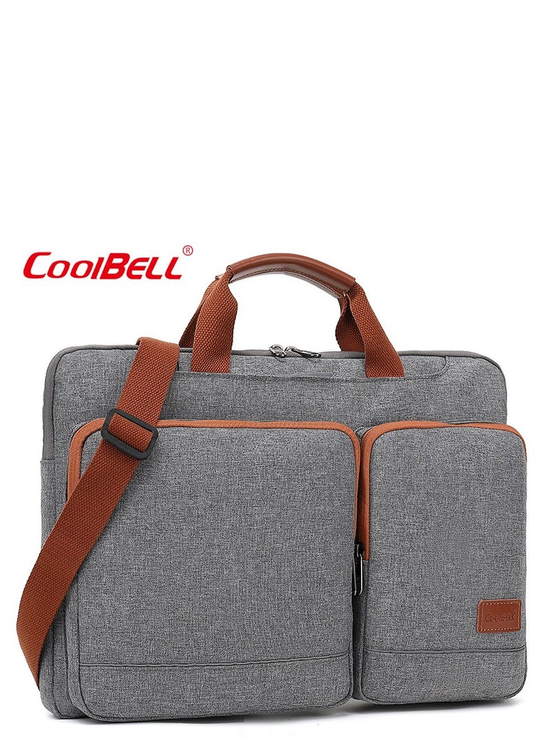 CoolBELL Men's Multi-Functional Laptop Bag Briefcase Grey/Brown - Image 2