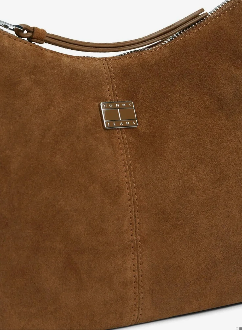 Tommy Jeans Dark Highland Khaki Suede Slouch Shoulder Bag for Women | Best Price UAE