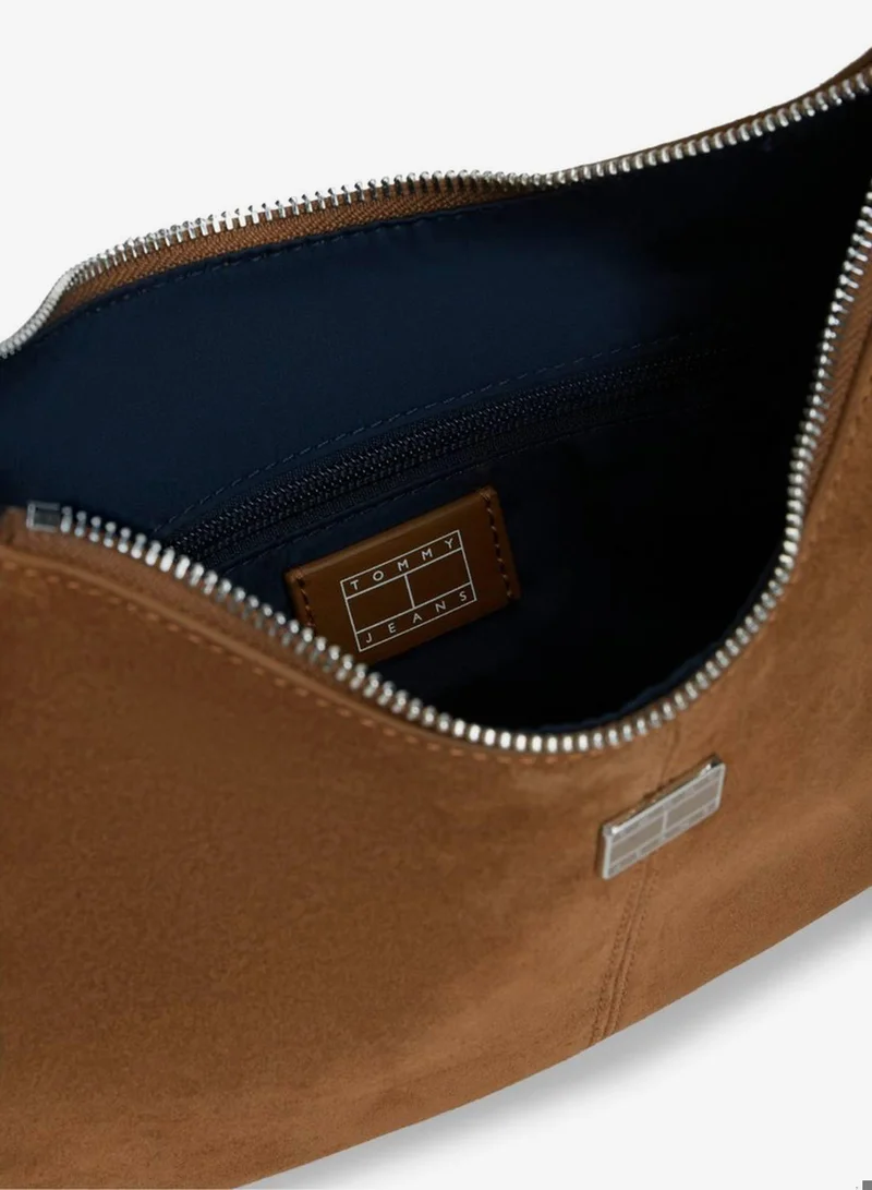 Tommy Jeans Dark Highland Khaki Suede Slouch Shoulder Bag for Women | Best Price UAE