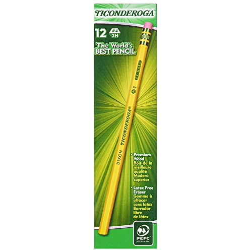 Ticonderoga Wood-Cased Pencils, Unsharpened, #4 2H Extra Hard, Yellow, 12 Count - Image 1
