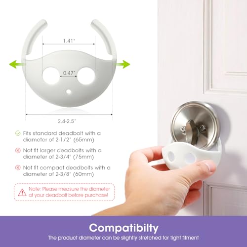 Magicfour Child Proof Deadbolt Lock, 2 Pack Door Safety Deadbolt Lock for Kids, Universal Size Deadbolt Child Safety Lock Cover Fits Most Deadbolt - Image 2