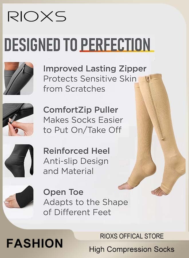 ريوكس 3 أزواج من الجوارب عالية الضغط للجنسين تعزز الدورة الدموية، وتسرع من التعافي، تتميز بتصميم رياضي، تحمي الساقين أثناء الجري، ضرورية للرحلات الجوية والسفر، تعزز القدرة على التحمل، تحمي أوتار العرقوب - Image 3