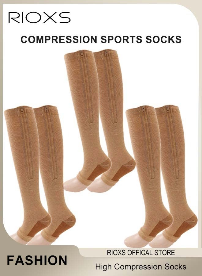ريوكس 3 أزواج من الجوارب عالية الضغط للجنسين تعزز الدورة الدموية، وتسرع من التعافي، تتميز بتصميم رياضي، تحمي الساقين أثناء الجري، ضرورية للرحلات الجوية والسفر، تعزز القدرة على التحمل، تحمي أوتار العرقوب - Image 1