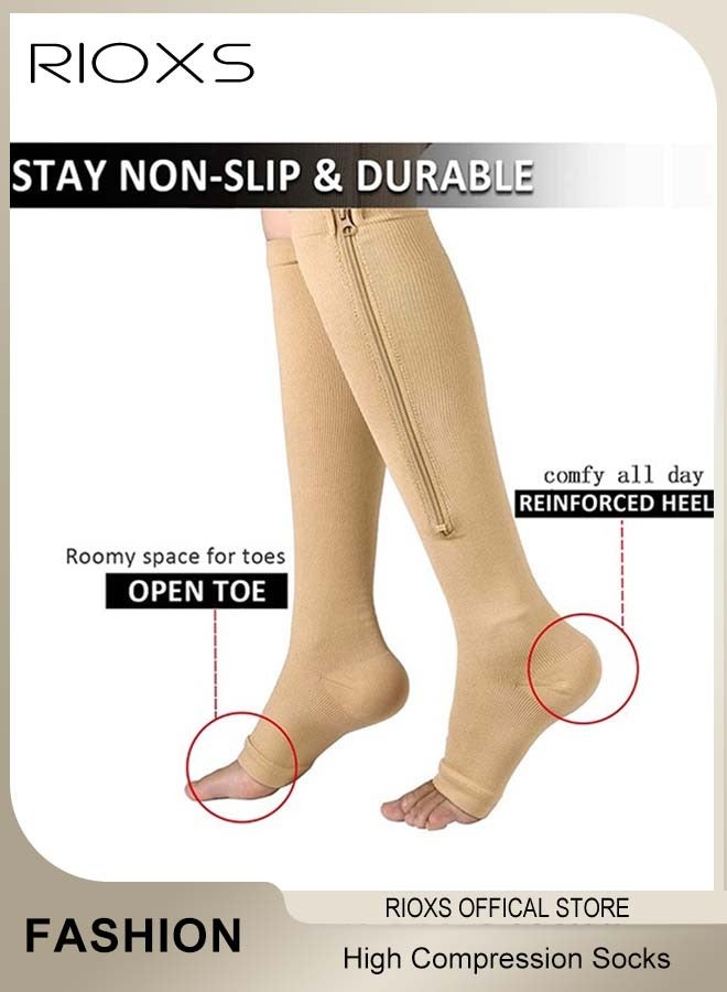 ريوكس 3 أزواج من الجوارب عالية الضغط للجنسين تعزز الدورة الدموية، وتسرع من التعافي، تتميز بتصميم رياضي، تحمي الساقين أثناء الجري، ضرورية للرحلات الجوية والسفر، تعزز القدرة على التحمل، تحمي أوتار العرقوب - Image 2