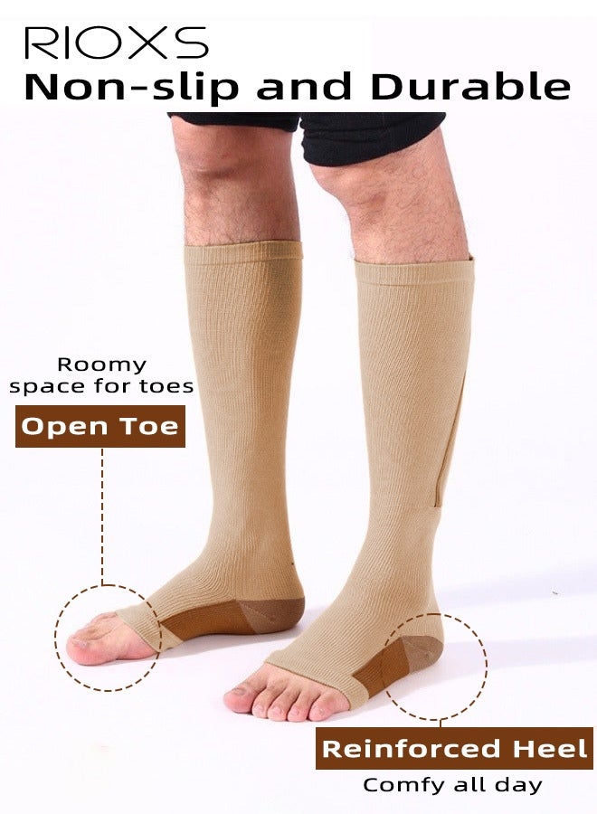 RIOXS 3 Pairs Unisex High-Compression Socks Boosts blood circulation, accelerates recovery, Features athletic-fit design, protects shins during runs, Essential for flights and travel, enhances endurance, Protects Achilles tendons - Image 3