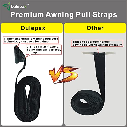 Dulepax أحزمة سحب مظلة Dulepax RV، أحزمة بطول 96 بوصة بتقنية بوليكورد الملحومة. أحزمة سحب مظلة عالمية (2 وحدة) سوداء - Image 2