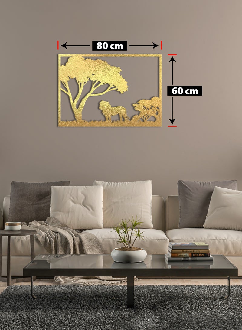 هوم جاليري جدارية خشب شكل الاسد ديكور حائط 60X80 سم - Image 2