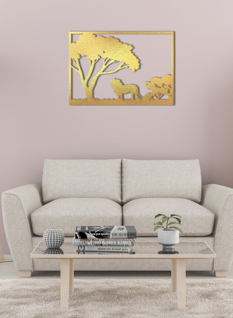 هوم جاليري جدارية خشب شكل الاسد ديكور حائط 60X80 سم - Image 3