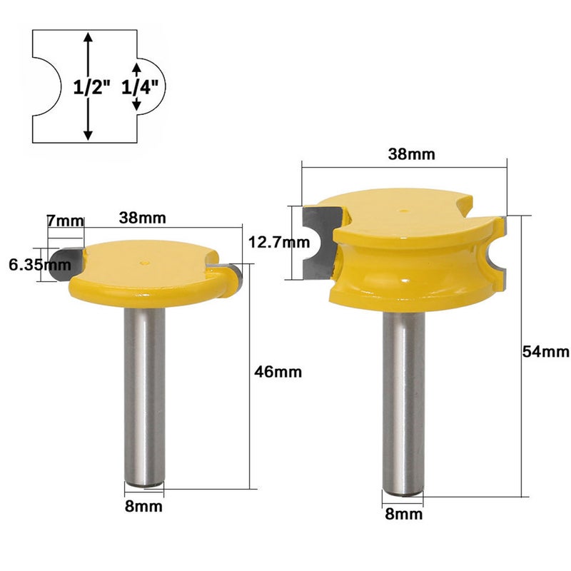 2 PCS Router Bit T-type Arc Milling Cutter with 3/10-inch Shank Electric Wood Edge Trimmer Engraver Surface Milling Cutter for Woodworking - Image 2