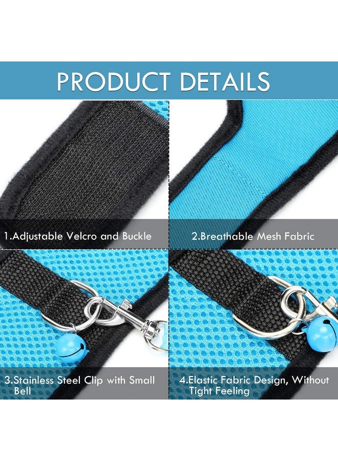 SATINIOR 2 Pieces Guinea Pig Clothes Baby Ferret Rats Hamster Soft Mesh Harness Leash Vest Set with Bell for Guinea Pigs, Hamster, Ferret, Rabbit, Chinchilla and Similar Small Animals (Blue, Black,S) - Image 4