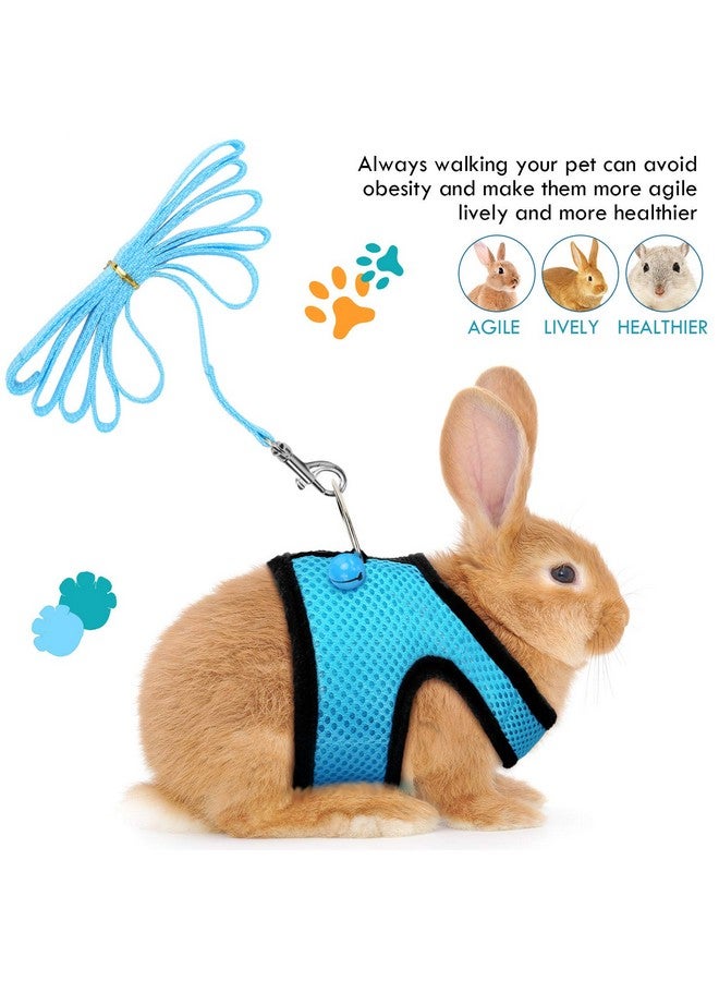 SATINIOR 2 Pieces Guinea Pig Clothes Baby Ferret Rats Hamster Soft Mesh Harness Leash Vest Set with Bell for Guinea Pigs, Hamster, Ferret, Rabbit, Chinchilla and Similar Small Animals (Blue, Black,S) - Image 5