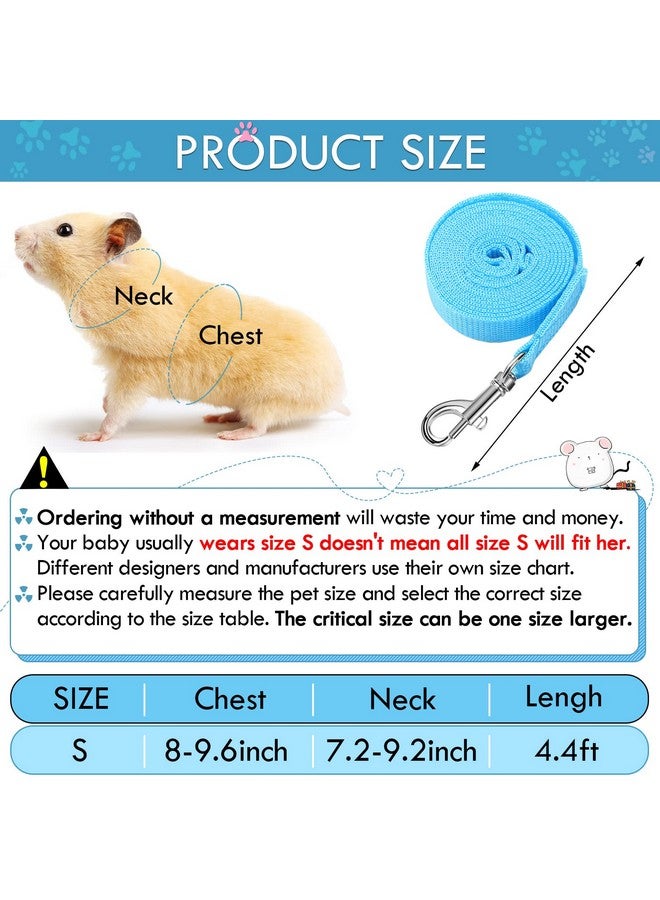 SATINIOR 2 Pieces Guinea Pig Clothes Baby Ferret Rats Hamster Soft Mesh Harness Leash Vest Set with Bell for Guinea Pigs, Hamster, Ferret, Rabbit, Chinchilla and Similar Small Animals (Blue, Black,S) - Image 2
