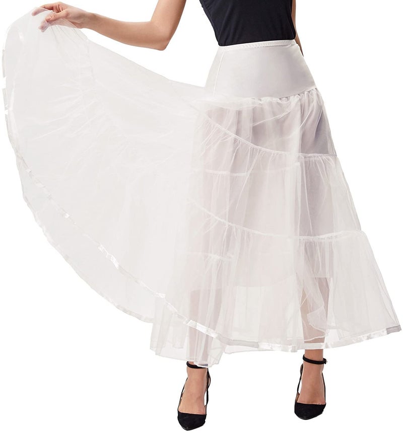 PINK WINGS Women's Ankle Length Cancan Underskirt Petticoats Hardnet (XXL, White) - Image 2