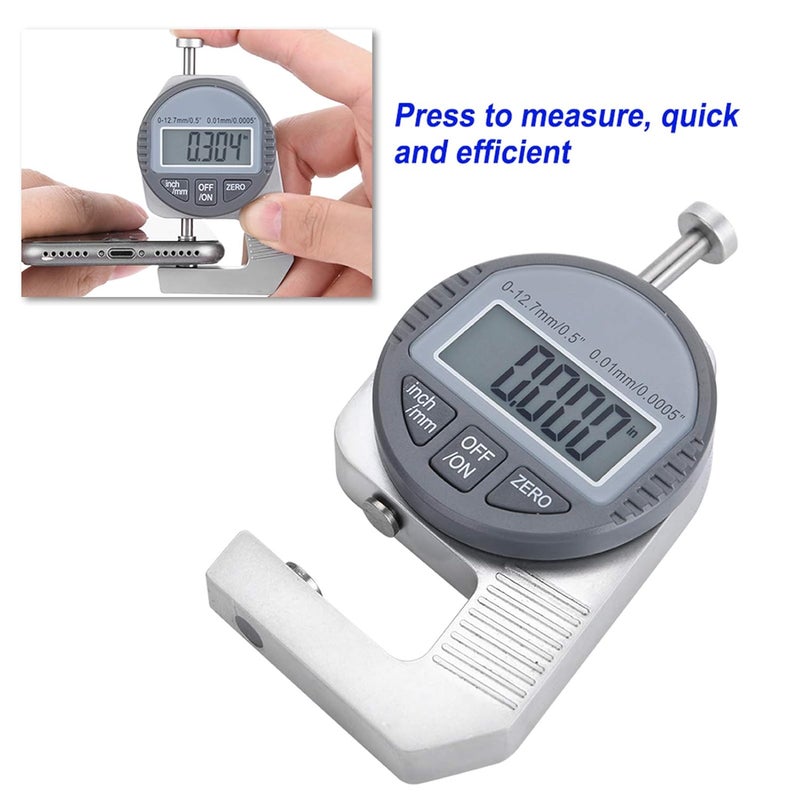 BRRNOO Digital Thickness Gauge 0 12 7mm Range 0 01mm Precision LCD Large Screen - Image 4