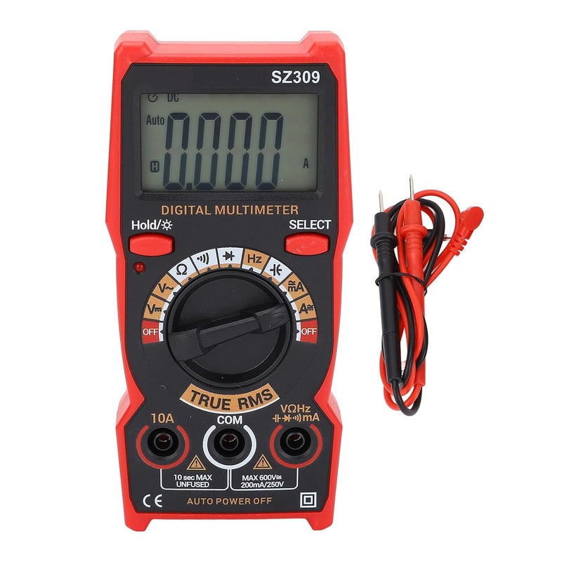 SZ309 Digital Multimeter for DC and AC Measurement - Automotive Battery Voltage Tester - Ohm Volt Amp Meter with HD Backlit Screen and Integrated Folding Bracket - Image 1