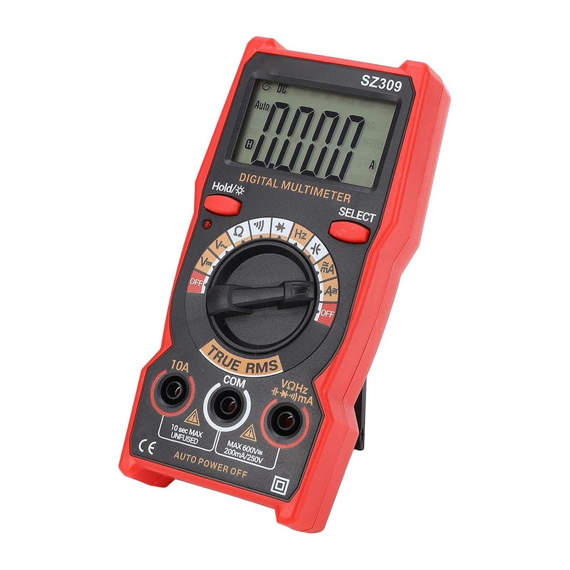 SZ309 Digital Multimeter for DC and AC Measurement - Automotive Battery Voltage Tester - Ohm Volt Amp Meter with HD Backlit Screen and Integrated Folding Bracket - Image 4