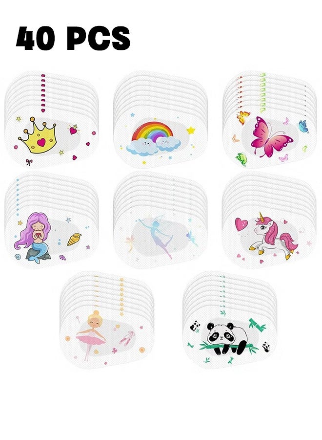 40 قطعة من رقعة العين اللاصقة للأطفال، 8 تصاميم ممتعة، حجب الضوء، قابلة للتنفس، رقعة عين مريحة لعلاج العين الكسولة، مثالية للأولاد والبنات، مقاس عادي (3 × 2 بوصة) - Image 1