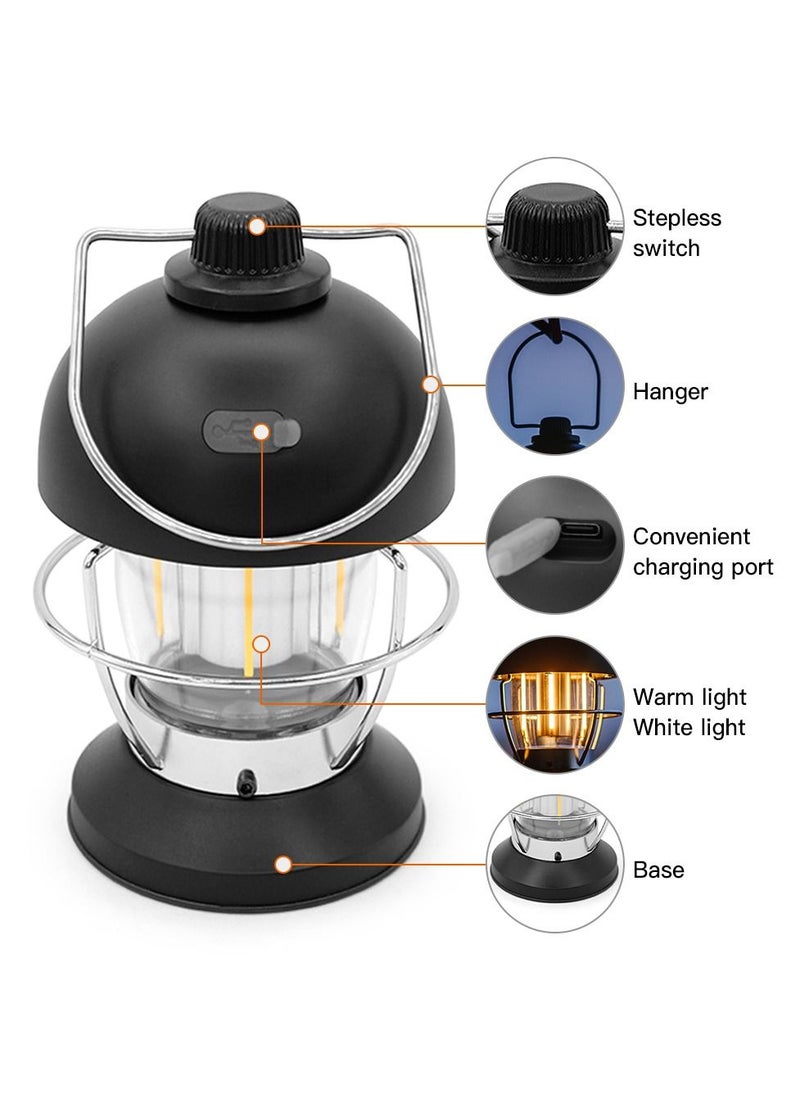 LED Vintage Camping Lantern Wall Light Rechargeable USB Rechargeable Camping Light Porch Sconces Outdoor Waterproof Hanging Portable Outside Yard Garden Black - pzsku/Z9CC23BBC29408139EC69Z/45/_/1736223380/91db17c2-b94f-47da-b936-f4beb58ebf22