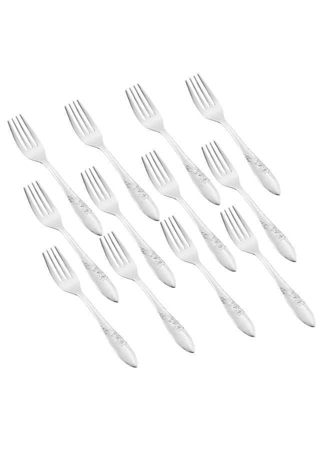 هيك طقم شوك حلى من الستانلس ستيل المقاوم للصدأ مكون من 12 قطعة فضي - Image 2