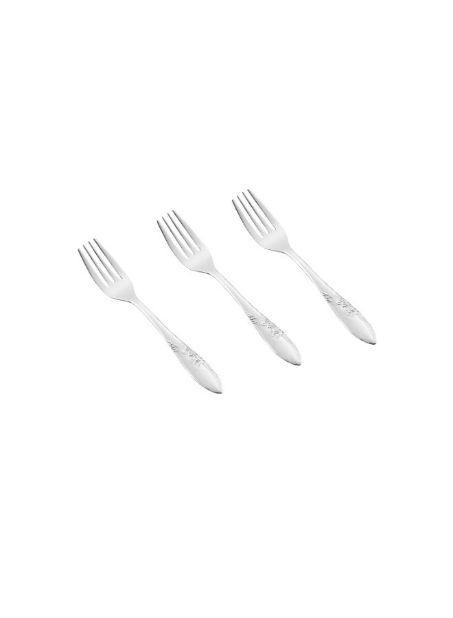 هيك طقم شوك حلى من الستانلس ستيل المقاوم للصدأ مكون من 12 قطعة فضي - Image 1