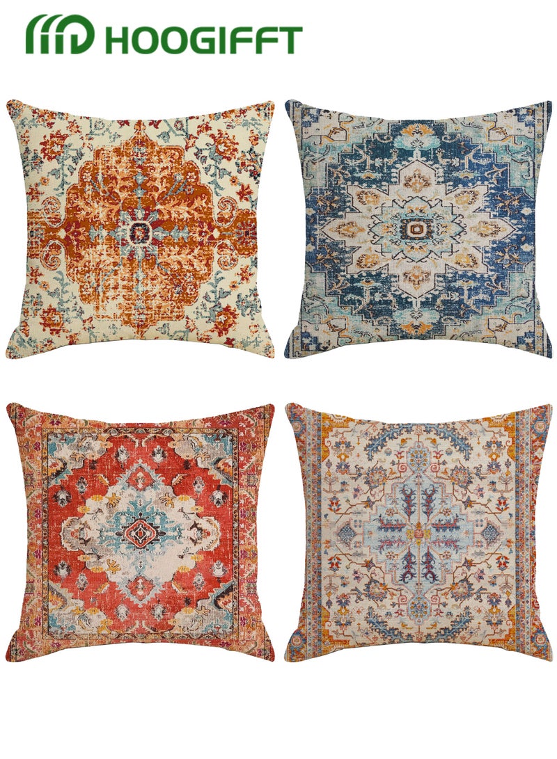 HOOGIFFT Cushion Covers Set of 4, Throw Pillow Cover, Bohemian style Cushion Covers 45cm x 45cm,For Living Room Sofa Car Couch Bed Pillowcases 18x18 inches（Double sided pattern） - Image 1