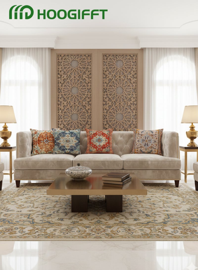 HOOGIFFT Cushion Covers Set of 4, Throw Pillow Cover, Bohemian style Cushion Covers 45cm x 45cm,For Living Room Sofa Car Couch Bed Pillowcases 18x18 inches（Double sided pattern） - Image 3