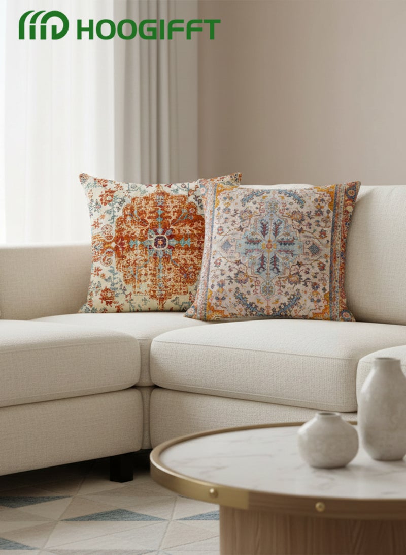 HOOGIFFT Cushion Covers Set of 4, Throw Pillow Cover, Bohemian style Cushion Covers 45cm x 45cm,For Living Room Sofa Car Couch Bed Pillowcases 18x18 inches（Double sided pattern） - Image 5