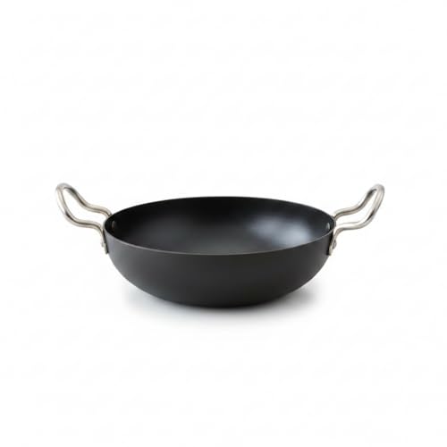 LAZYwindow Pre-Seasoned Traditional Iron Kadhai | Restaurant-Quality Deep Bottom Kadai | 19cm Professional Frying Pan | Authentic Indian Cooking - Image 1
