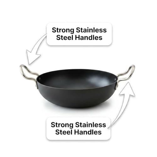 LAZYwindow Pre-Seasoned Traditional Iron Kadhai | Restaurant-Quality Deep Bottom Kadai | 19cm Professional Frying Pan | Authentic Indian Cooking - Image 3