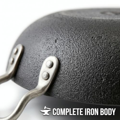 LAZYwindow Pre-Seasoned Traditional Iron Kadhai | Restaurant-Quality Deep Bottom Kadai | 19cm Professional Frying Pan | Authentic Indian Cooking - Image 4