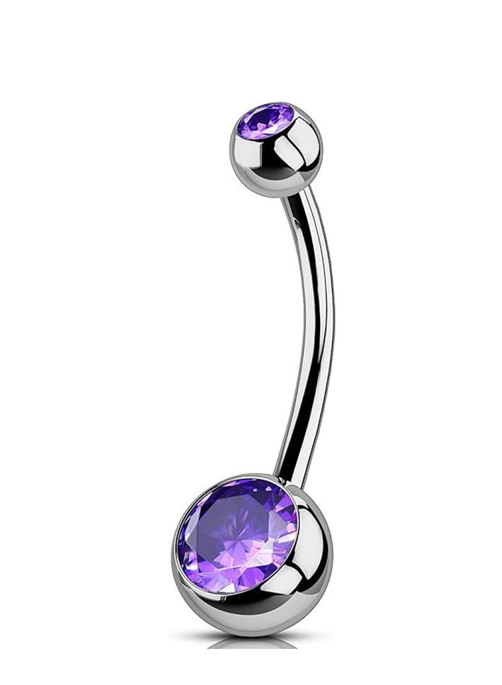 Innoshine Titanium Belly Button Rings, Internally Threaded 14mm Long Belly Ring  - Image 2
