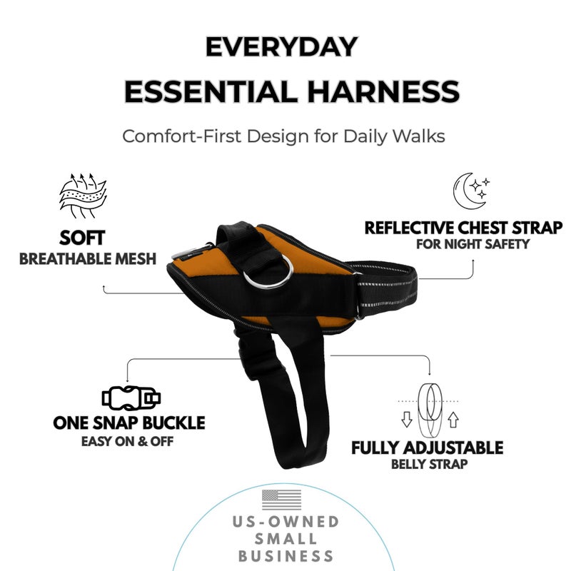 ShawnCo Essential Dog Harness, No-Pull Pet Vest with 3 Leash Clips, No Choke, Reflective, Adjustable and Padded, for Easy Walking and Training for Small, Medium and Large Dogs (Sunset Orange, L) - Image 2