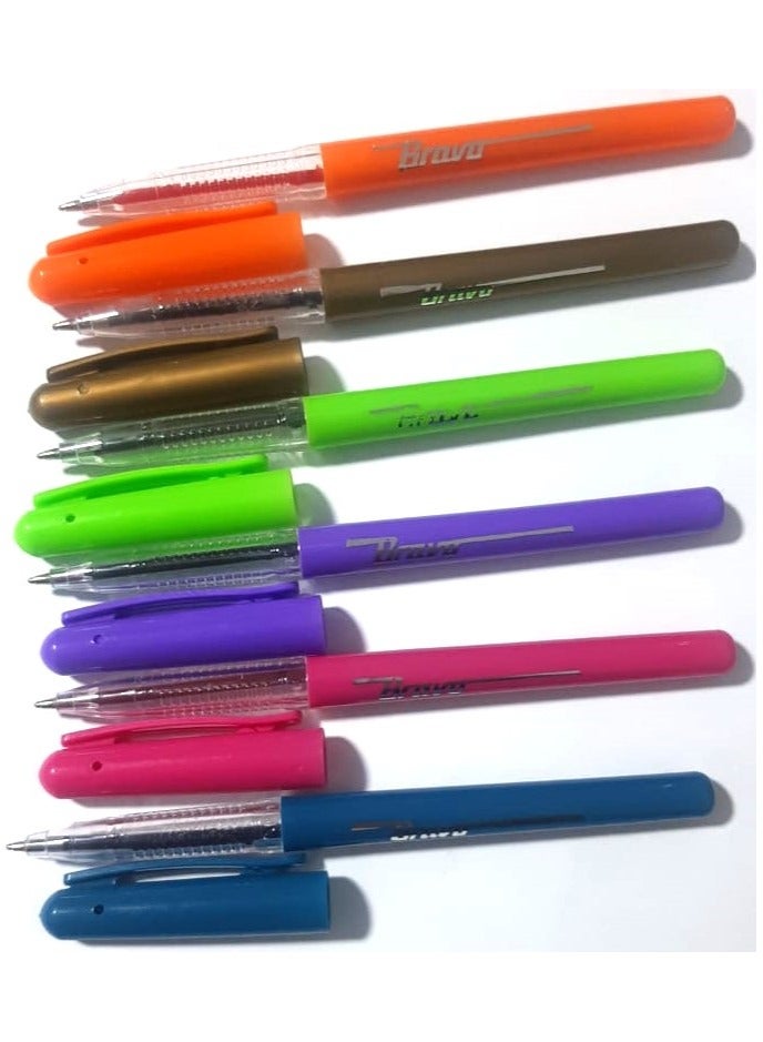 Bravo High Quality Fancy Ball Point Pens Extra Smooth Writing Pack Of 6 Pieces For Office And School - Multi Color - Image 3