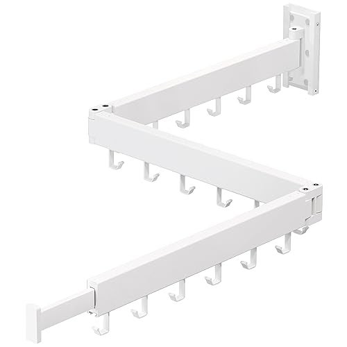 ZdwCyl Clothes Drying Rack,Laundry Space Saver Wall Mounted,Retractable,Collapsible(Tri-Fold), White Color Rack Clothing - Image 1