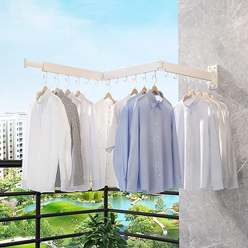 ZdwCyl Clothes Drying Rack,Laundry Space Saver Wall Mounted,Retractable,Collapsible(Tri-Fold), White Color Rack Clothing - Image 3