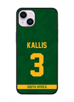 Rugged Black Edge Case iPhone 14, Slim fit Soft Case Flexible Rubber Edges Thin Cover - Player Name - Jacques Kallis, Jersey Number- 3