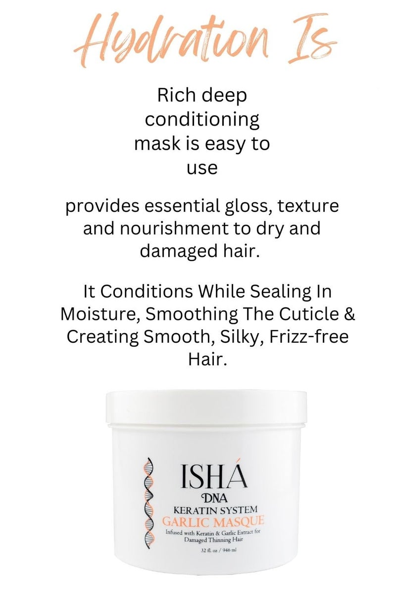 ISHA DNA Conditioner - Infused with Keratin and Garlic Extract For Damaged Thinning Hair - Stops Hair Loss and Promotes Growth - Deep Conditioning - Sulfate and Paraben Free-946ml - Image 4