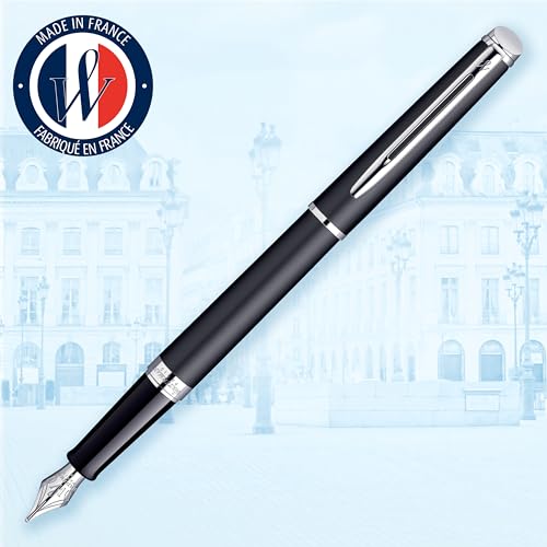 Waterman Hemisphere Essential Matte Black Chrome Trim Medium Point Fountain Pen - S0920830 - Image 2