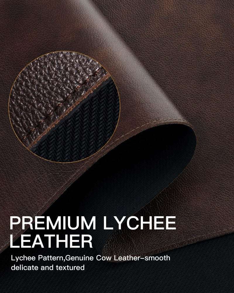 YSAGi Genuine Leather Desk Mat, 35.4"X17" Office Desk Pad, Thick Premium Table Pad with Stitched Line, Non-Slip Laptop Writing Pad with Rubber Base (Dark Brown, 35.4"x17") - Image 4