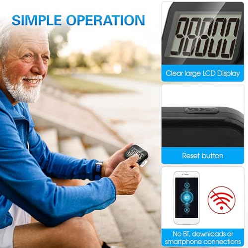 The Autostory 3D Pedometer, Simple Accurate Step Tracker for Men, Women, Kids, & Seniors. Large Digital Display, Detachable Clip Lanyard & Unmatched Precision in Step Counting (Black) - Image 4