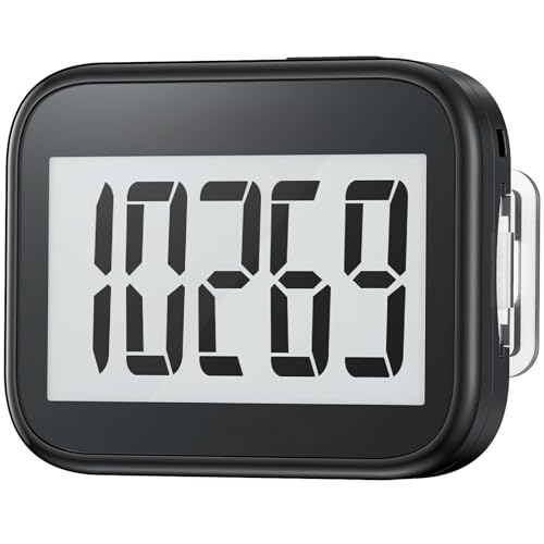 The Autostory 3D Pedometer, Simple Accurate Step Tracker for Men, Women, Kids, & Seniors. Large Digital Display, Detachable Clip Lanyard & Unmatched Precision in Step Counting (Black) - Image 1