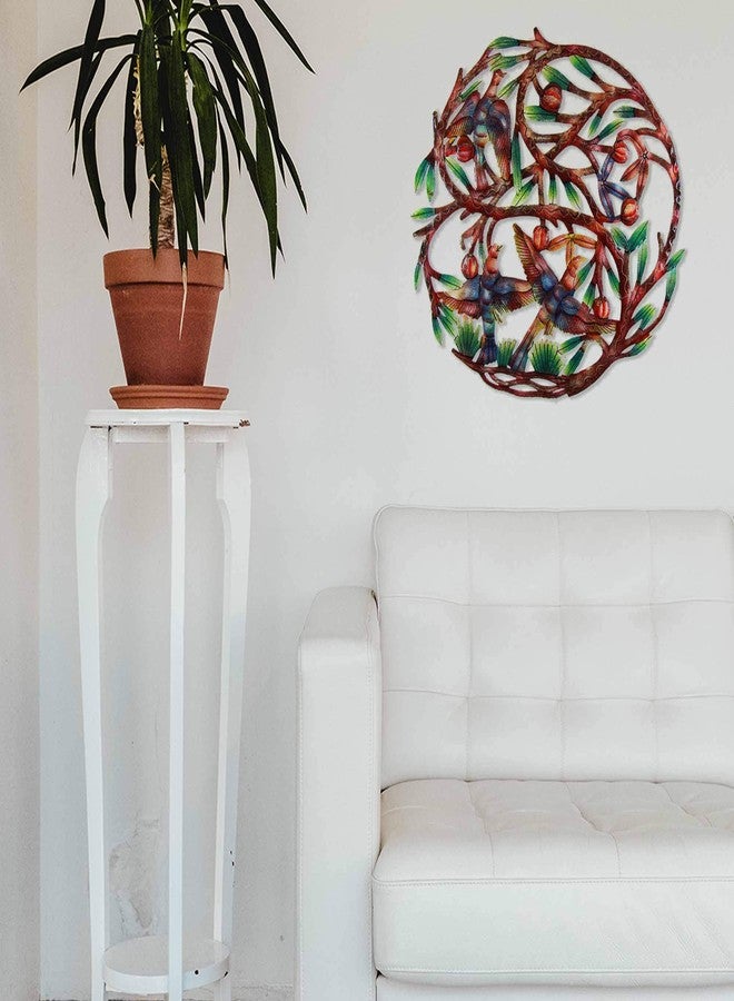 Global Crafts - Haitian Metal Wall Art Tree of Life - 24 in Recycled Wall Decor with 3 Birds - Image 2