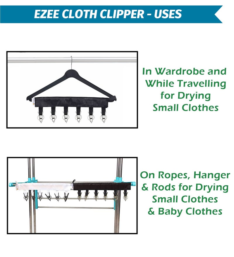 Synergy - Premium Heavy Duty Stainless Steel Clothes Drying Stand with EZEE Clipper for Hanging Undergarments, Socks, Baby Clothes (3-Tier) Blue - SY-CS19-COMBO - Image 4