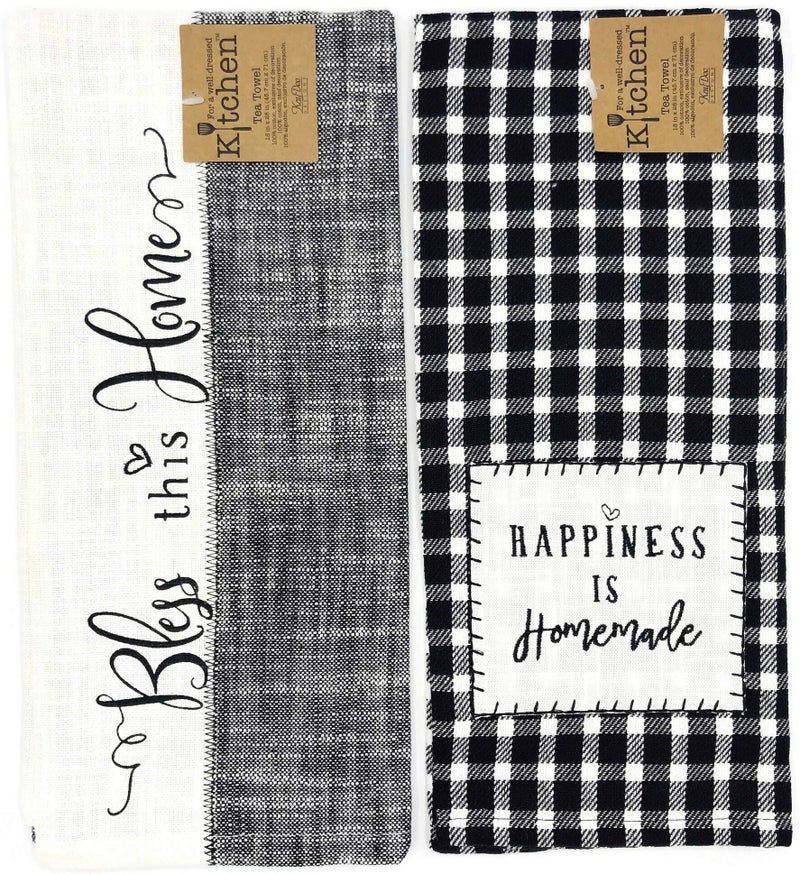 Kay Dee Designs Farmhouse Happiness is Homemade  Bless This Home Tea Towel Kitchen Dishtowel Set Classic Flat Tea Towel Ideal for Drying Glassware and Everyday Kitchen Tasks