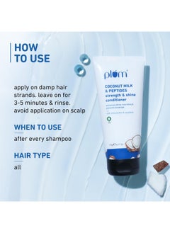 Plum Coconut Conditioner With Coconut Milk & Peptides For Dull Hair I Soft, Smooth, Silky Hair I Conditioners For Women & Men I 175G  - Image 3